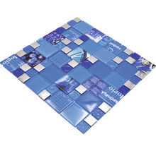 Glasmozaïek XCM MC549 zilver/blauw 29,8x29,8 cm-thumb-4