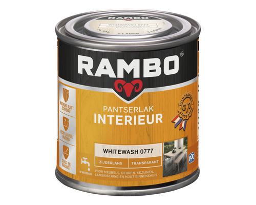 RAMBO Pantserlak interieur transparant zijdeglans whitewash 250 ml