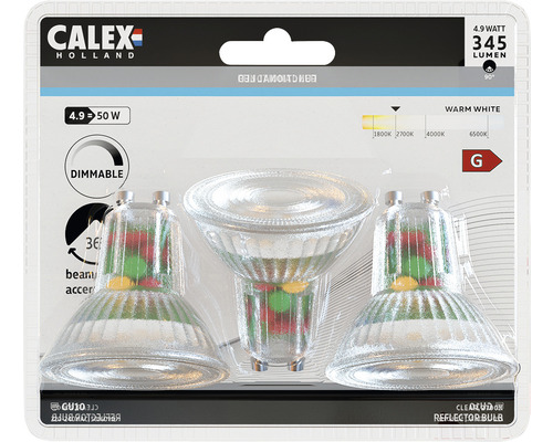 CALEX LED lamp GU10/4,9W reflectorvorm warmwit, 3 stuks