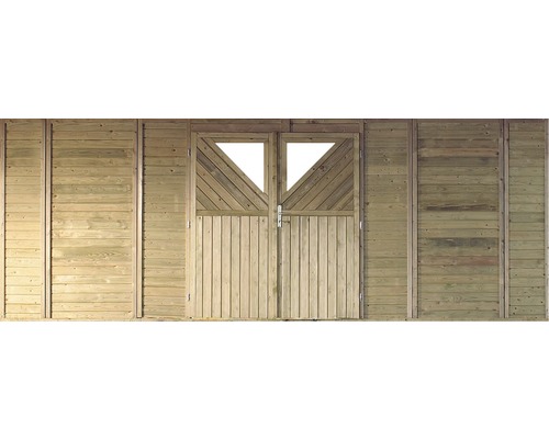 KARIBU Front met dubbele deur, dubbele carport, keteldruk geïmpregneerd, 540x200 cm