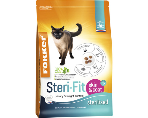 FOKKER Kattenvoer droog Steri-fit skin & coat 10 kg