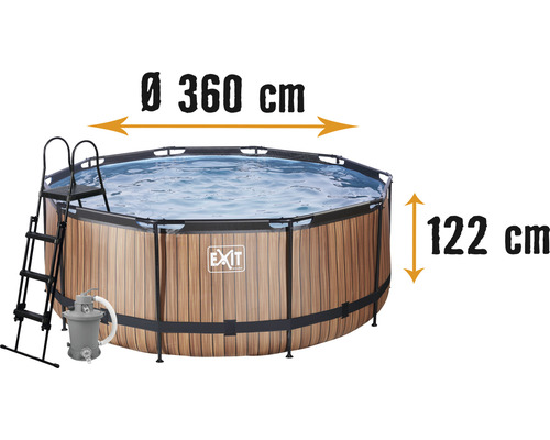 component Uitputten Supermarkt EXIT Wood zwembad met zandfilterpomp - bruin Ø 360 x 122 cm kopen! |  HORNBACH