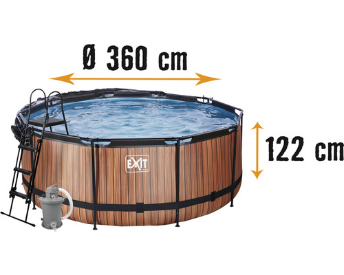 Ontwarren schommel Voorman EXIT Wood zwembad met zandfilterpomp - bruin Ø 360 x 122 cm kopen! |  HORNBACH