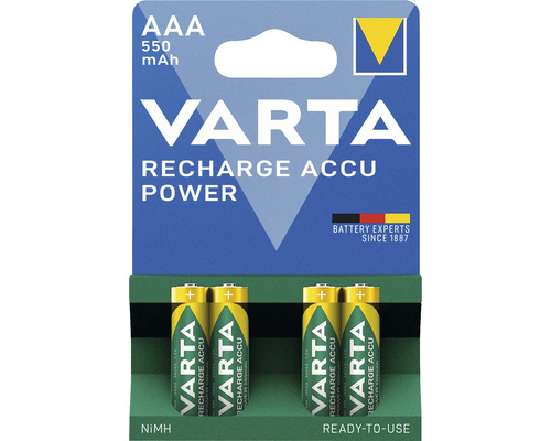 VARTA Batterij oplaadbaar Recharge Accu Power AAA 550mAh NiMH 4 stuks-0