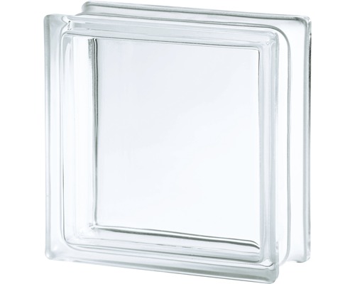 Glazen bouwsteen volledig zicht wit 19 x 19 x 8 cm