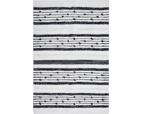 Vloerkleed knopen wit-zwart 60x90 cm