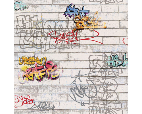 A.S. CRÉATION Papierbehang 93561-1 Boys & Girls graffiti grijs