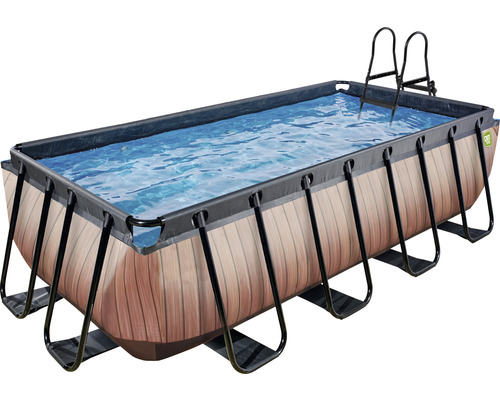 EXIT Wood zwembad met filterpomp - bruin 400 x 200 x 100 cm