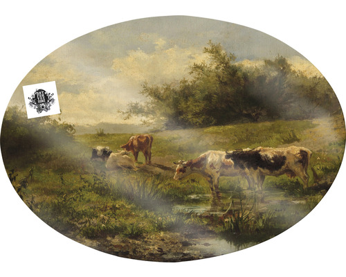 Peer Carry licht Schilderij canvas ovaal Koeien langs het water 50x70 cm kopen! | HORNBACH