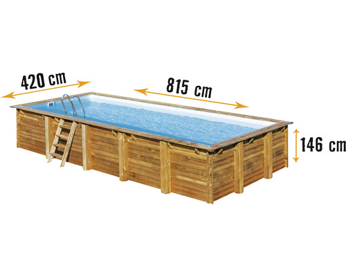 GRE Opbouwzwembad Loire grenenhout set 815x420x146 cm kopen! | HORNBACH