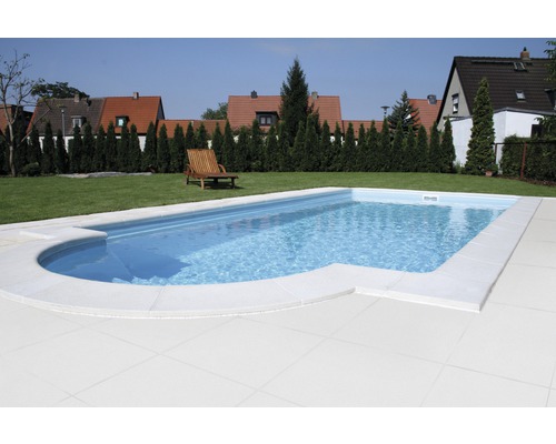 Zwembadomranding bekkenrandsteen Aquitaine terrasaansluitplaat betonwit 49,5 x 31 x 3,2 cm