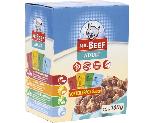 MR. BEEF Kattenvoer mix in saus multipack 12x100 g