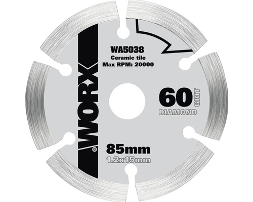 WORX Cirkelzaagblad WA5038 voor keramische tegels Ø 85x15x1,2 mm 6T-0