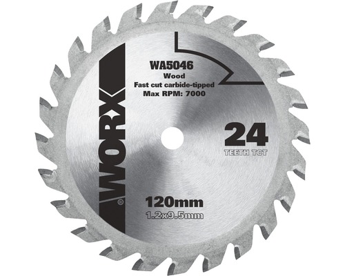 WORX Cirkelzaagblad WA5046 voor hout Ø 120x9,5x1,2 mm 24T-0