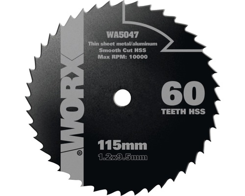 WORX Cirkelzaagblad WA5047 voor metaal Ø 115x9,5x1,2 mm 60T