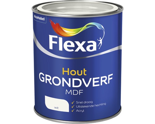 FLEXA Grondverf hout MDF acryl wit 750 ml