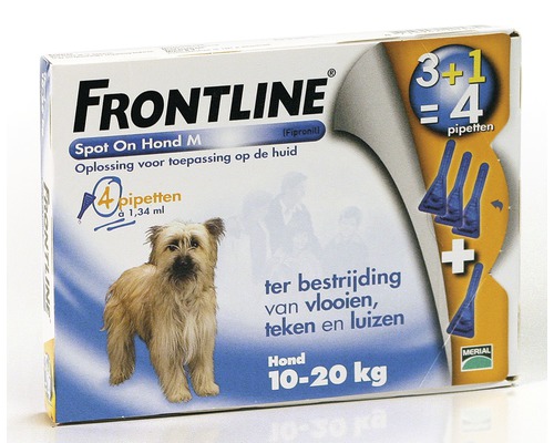Frontline Spot on, hond, medium 10-20kg 4 pip