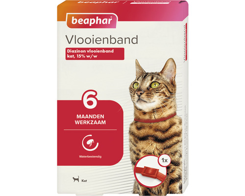 Beaphar Vlooienband, 6 maanden, kat, rood 1 st