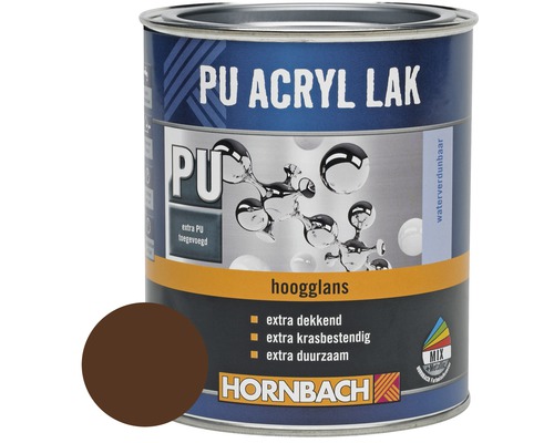 HORNBACH PU Acryl lak hoogglans notenbruin 750 ml