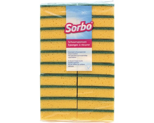 SORBO Schuursponsen met schuurvlies 9,5 x 6,5 x 3 cm geel / groen