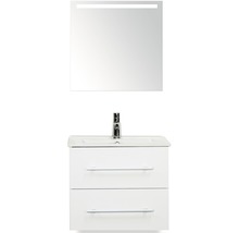 Badkamermeubelset Stretto 60 cm incl. spiegel met verlichting wit hoogglans-thumb-0