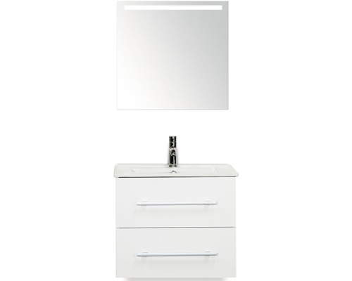 Badkamermeubelset Stretto 60 cm incl. spiegel met verlichting wit hoogglans-0