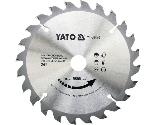 YATO Cirkelzaagblad YT-60480 160x20x2,2 mm 24T