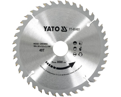 YATO Cirkelzaagblad YT-60489 190x30x3,2 mm 40T