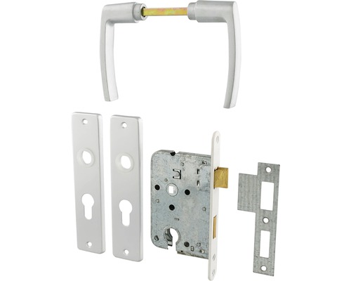 STARX Cilinderslot dag-nacht PC55 wit met beslag (deurkruk blokmodel)
