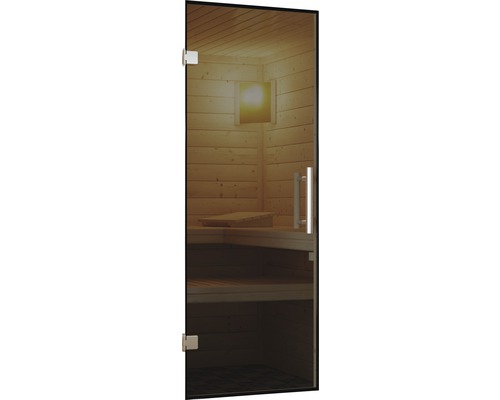 KARIBU Hardglazen grafietkleurige saunadeur voor 38/40 mm sauna's 1730x640x38 mm